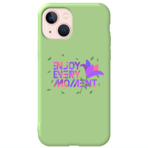Apple iPhone 13 Enjoy Every Moment Light Green Colored Silicone TPU Θήκη