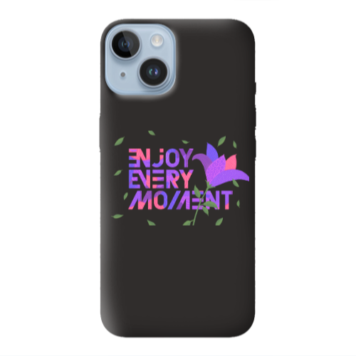 Apple iPhone 14  Enjoy Every Moment Black Colored Silicone TPU Θήκη