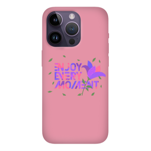 Apple iPhone 14 Pro Max Enjoy Every Moment Pink Colored Silicone TPU Θήκη