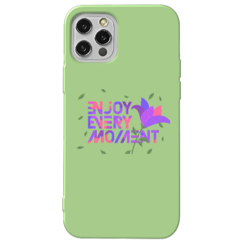 Apple iPhone 12 Pro Max Enjoy Every Moment Light Green Colored Silicone TPU Θήκη