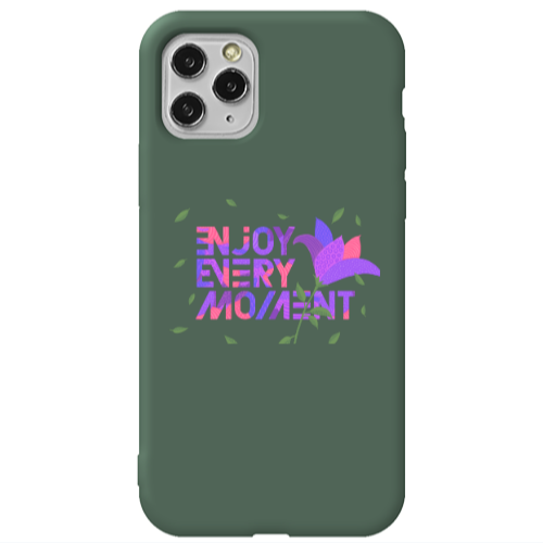 Apple iPhone 11 Pro Max Enjoy Every Moment Dark Green Colored Silicone TPU Θήκη