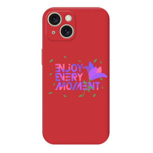 Apple iPhone 15 Enjoy Every Moment Red Colored Silicone TPU Θήκη