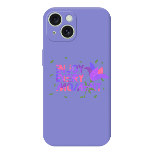 Apple iPhone 15 Plus Enjoy Every Moment Purple Colored Silicone TPU Θήκη