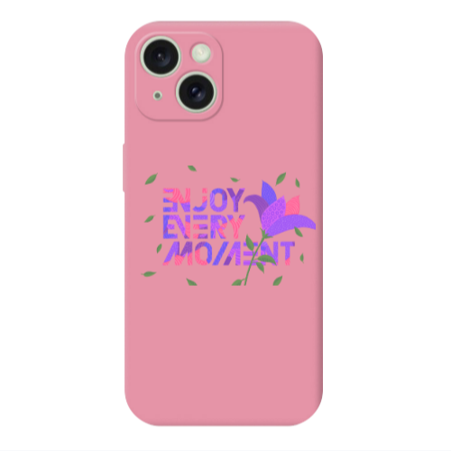 Apple iPhone 15 Plus Enjoy Every Moment Pink Colored Silicone TPU Θήκη