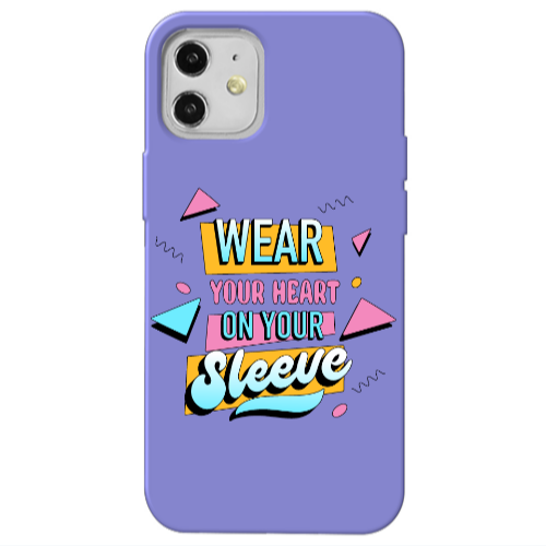 Apple iPhone 12 Wear Your Heart Purple Colored Silicone TPU Θήκη