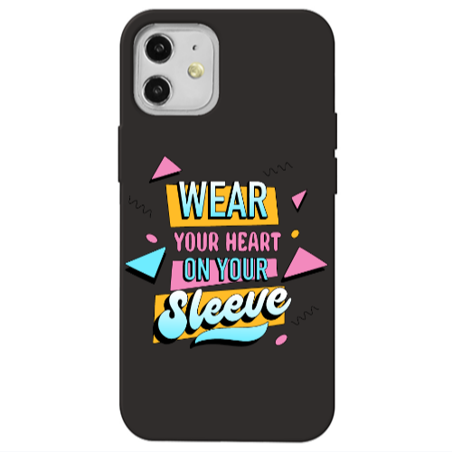 Apple iPhone 12 Wear Your Heart Black Colored Silicone TPU Θήκη