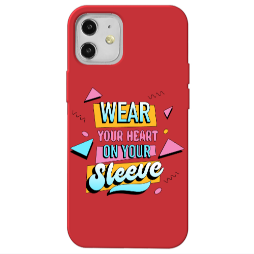 Apple iPhone 12 Wear Your Heart Red Colored Silicone TPU Θήκη