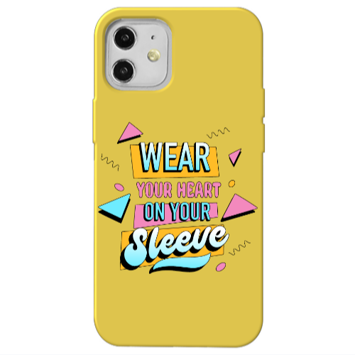Apple iPhone 12 Wear Your Heart Yellow Colored Silicone TPU Θήκη