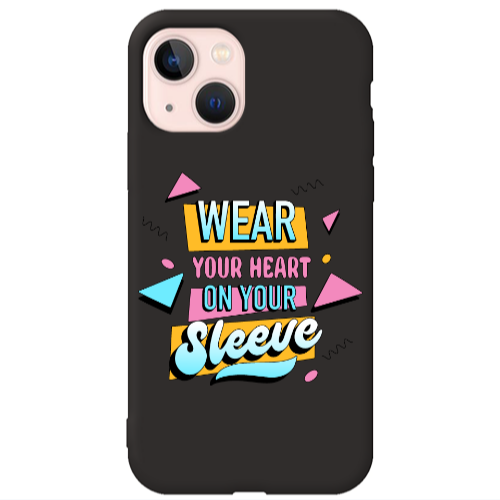 Apple iPhone 13 Wear Your Heart Black Colored Silicone TPU Θήκη
