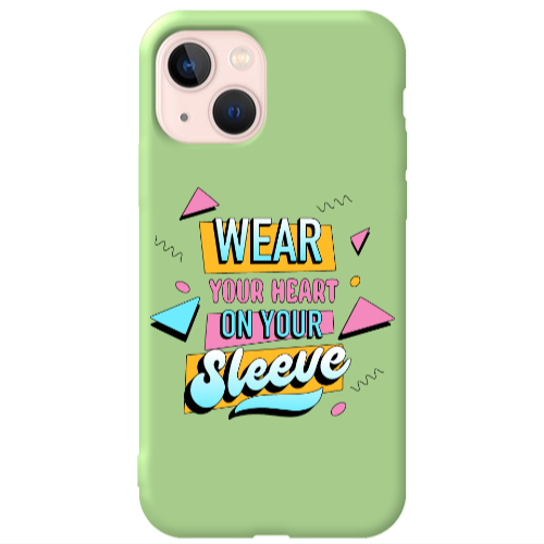Apple iPhone 13 Wear Your Heart Light Green Colored Silicone TPU Θήκη
