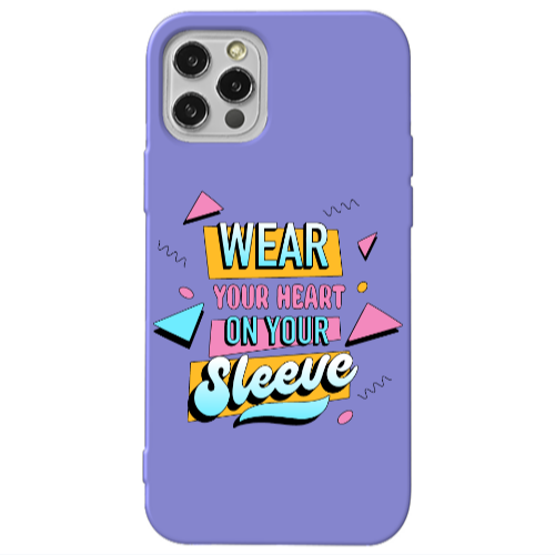 Apple iPhone 12 Pro Wear Your Heart Purple Colored Silicone TPU Θήκη