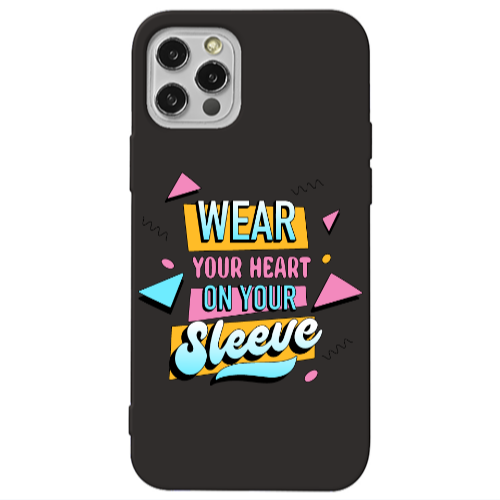 Apple iPhone 12 Pro Wear Your Heart Black Colored Silicone TPU Θήκη