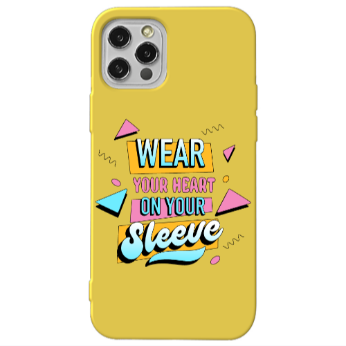 Apple iPhone 12 Pro Wear Your Heart Yellow Colored Silicone TPU Θήκη