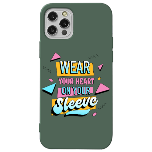 Apple iPhone 12 Pro Wear Your Heart Dark Green Colored Silicone TPU Θήκη