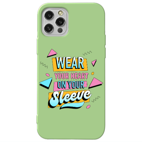 Apple iPhone 12 Pro Wear Your Heart Light Green Colored Silicone TPU Θήκη