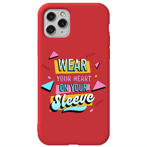 Apple iPhone 11 Pro Max Wear Your Heart Red Colored Silicone TPU Θήκη