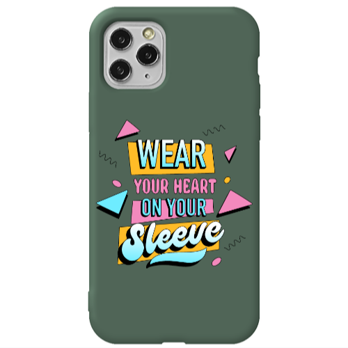 Apple iPhone 11 Pro Max Wear Your Heart Dark Green Colored Silicone TPU Θήκη