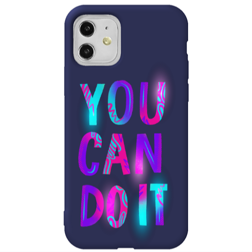 Apple iPhone 11  You Can Doit Dark blue Colored Silicone TPU Θήκη