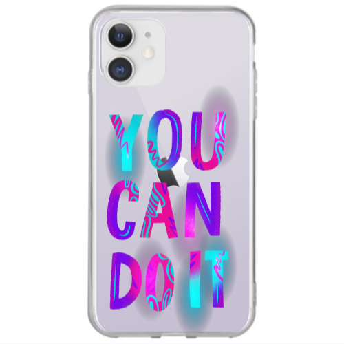 Apple iPhone 12 You Can Doit Transparent Silicone TPU Θήκη