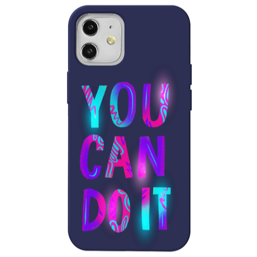 Apple iPhone 12 You Can Doit Dark blue Colored Silicone TPU Θήκη