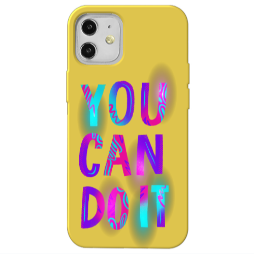 Apple iPhone 12 You Can Doit Yellow Colored Silicone TPU Θήκη