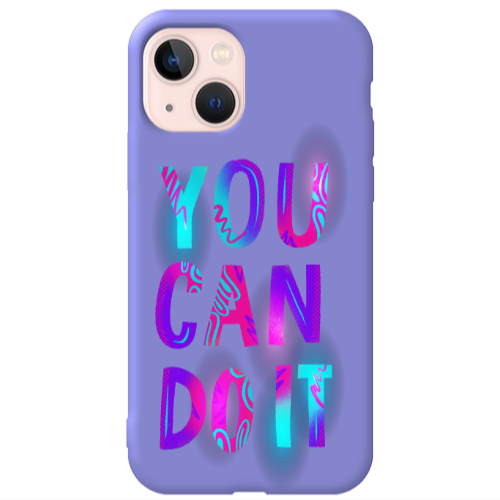 Apple iPhone 13 You Can Doit Purple Colored Silicone TPU Θήκη
