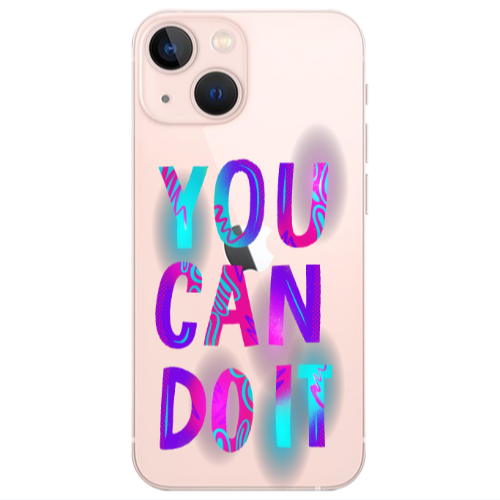 Apple iPhone 13 You Can Doit Transparent Silicone TPU Θήκη