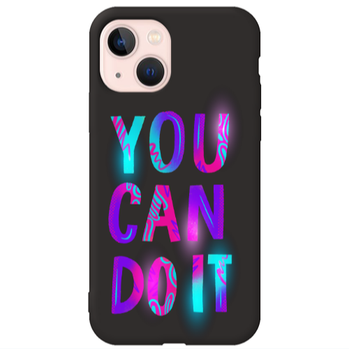 Apple iPhone 13 You Can Doit Black Colored Silicone TPU Θήκη