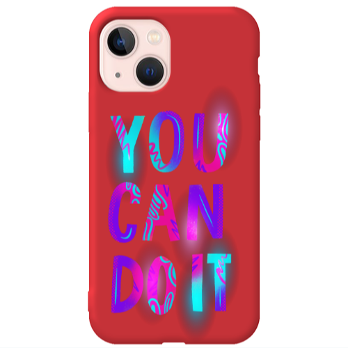 Apple iPhone 13 You Can Doit Red Colored Silicone TPU Θήκη