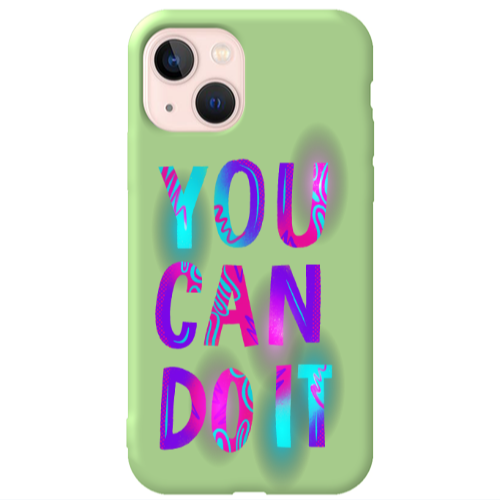 Apple iPhone 13 You Can Doit Light Green Colored Silicone TPU Θήκη