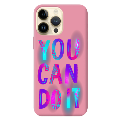 Apple iPhone 13 Pro Max You Can Doit Pink Colored Silicone TPU Θήκη