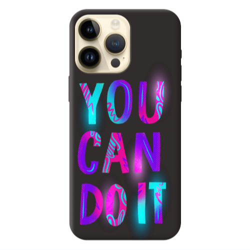 Apple iPhone 13 Pro Max You Can Doit Black Colored Silicone TPU Θήκη