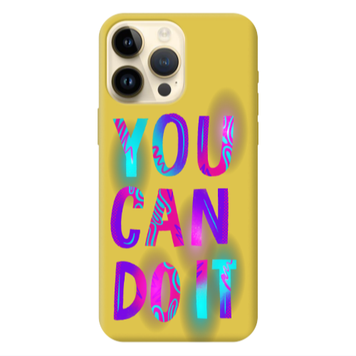 Apple iPhone 13 Pro Max You Can Doit Yellow Colored Silicone TPU Θήκη