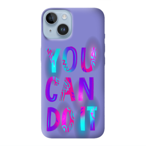 Apple iPhone 14  You Can Doit Purple Colored Silicone TPU Θήκη