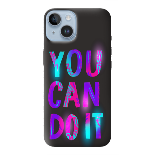 Apple iPhone 14  You Can Doit Black Colored Silicone TPU Θήκη