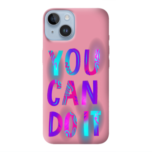 Apple iPhone 14 Plus You Can Doit Pink Colored Silicone TPU Θήκη
