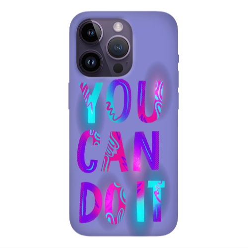 Apple iPhone 14 Pro  You Can Doit Purple Colored Silicone TPU Θήκη