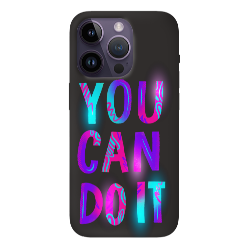 Apple iPhone 14 Pro  You Can Doit Black Colored Silicone TPU Θήκη