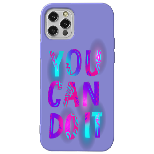 Apple iPhone 12 Pro You Can Doit Purple Colored Silicone TPU Θήκη