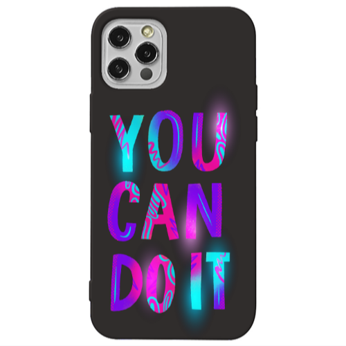 Apple iPhone 12 Pro You Can Doit Black Colored Silicone TPU Θήκη