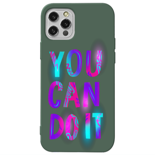 Apple iPhone 12 Pro You Can Doit Dark Green Colored Silicone TPU Θήκη