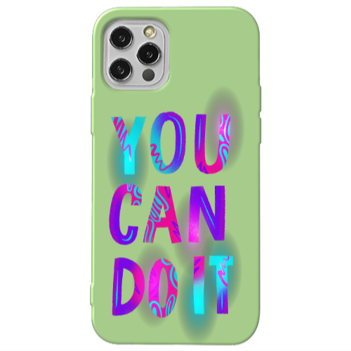 Apple iPhone 12 Pro You Can Doit Light Green Colored Silicone TPU Θήκη