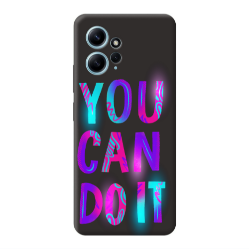 Xiaomi Redmi Note 12 4G You Can Doit Black Colored Silicone TPU Θήκη