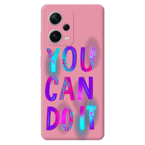 Xiaomi Poco X5 You Can Doit Pink Colored Silicone TPU Θήκη