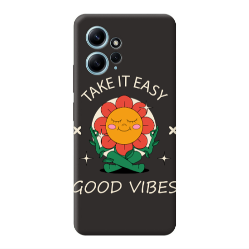 Xiaomi Redmi Note 12 4G Take It Easy Black Colored Silicone TPU Θήκη