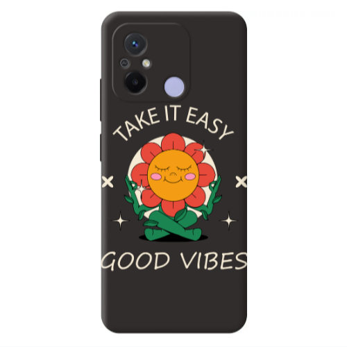 Xiaomi Redmi 12C Take It Easy Black Colored Silicone TPU Θήκη