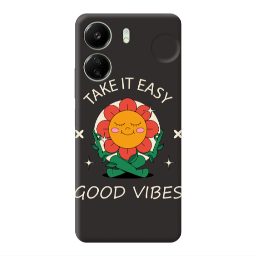 Xiaomi Redmi 13C Take It Easy Black Colored Silicone TPU Θήκη