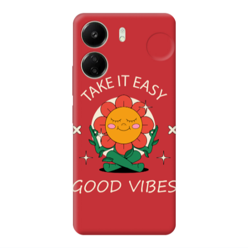 Xiaomi Redmi 13C Take It Easy Red Colored Silicone TPU Θήκη