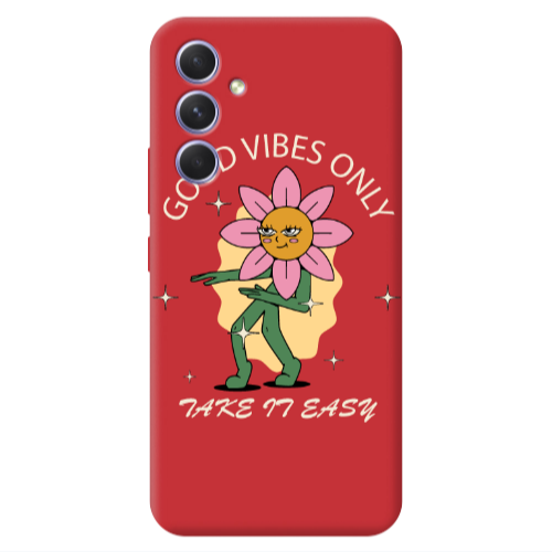 Samsung A36 Good Vibes Only Red Colored Silicone TPU Θήκη