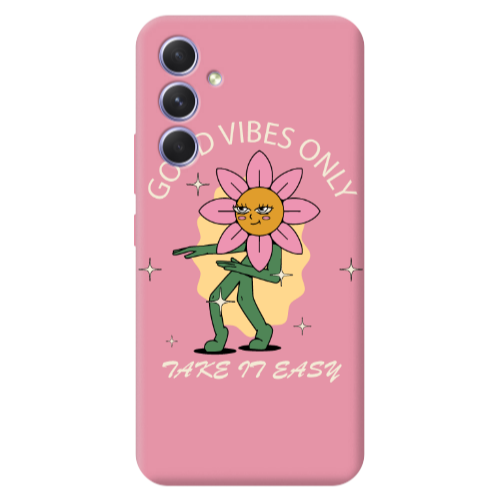 Samsung A56 Good Vibes Only Pink Colored Silicone TPU Θήκη